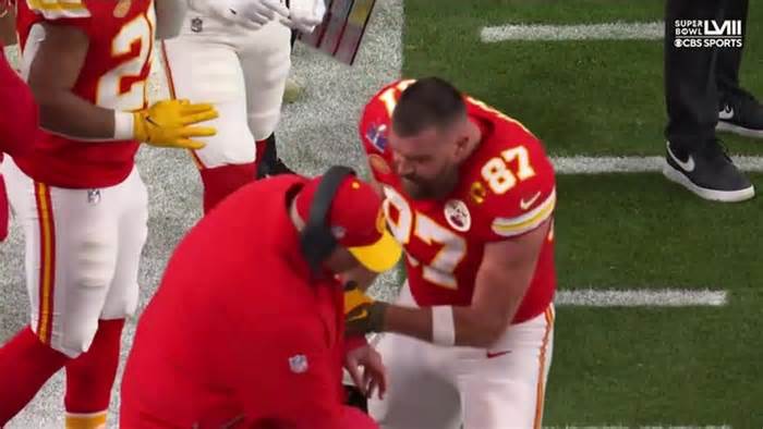 Super Bowl: Travis Kelce clashes with Chiefs coach Andy Reid on sideline