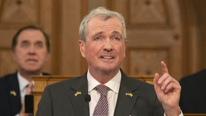 Phil Murphy, governor of New Jersey, speaks during the 2023 State of the State Address at the New Jersey State House in Trenton, New Jersey, US, on Tuesday, Jan. 10, 2023. Murphy proposed expanding the number of liquor licenses in the state and providing shore towns with funding to help upgrade their boardwalks.