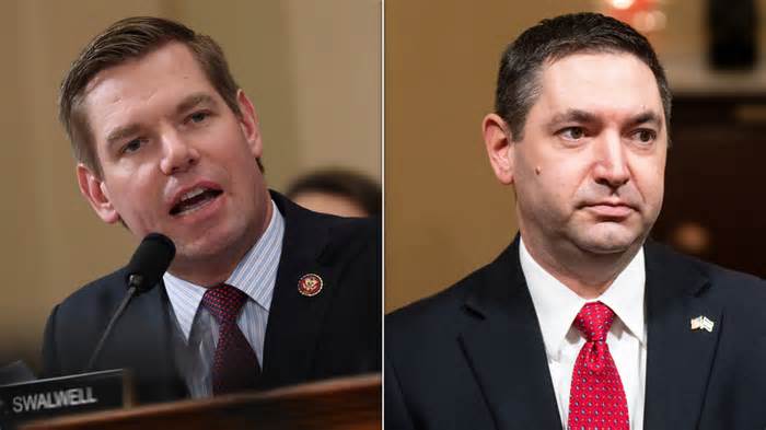 Rep. Eric Swalwell (D-Calif.) pressed Montana Republican attorney general Austin Knudsen on whether he thinks Donald Trump deserved to be impeached for his conduct. (Photo: AP)