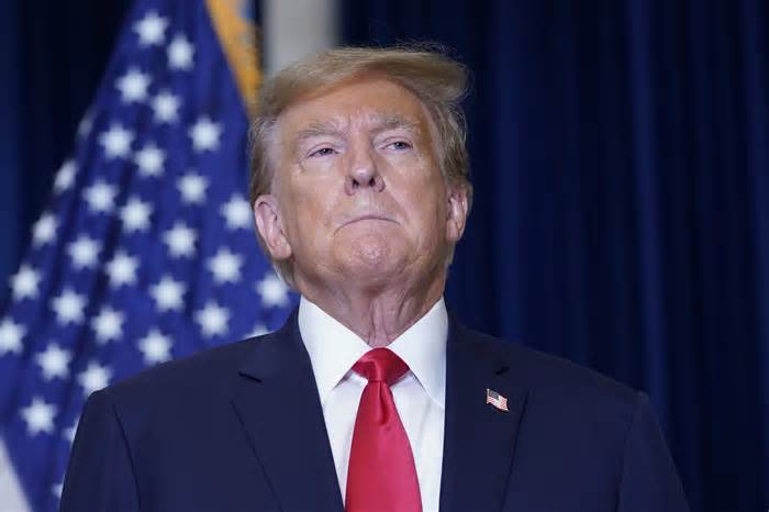 Former President Donald Trump speaks to the media at a Washington hotel, Tuesday, Jan. 9, 2024, after attending a hearing before the D.C. Circuit Court of Appeals at the federal courthouse in Washington. (AP Photo/Susan Walsh) (Photo: via Associated Press)
