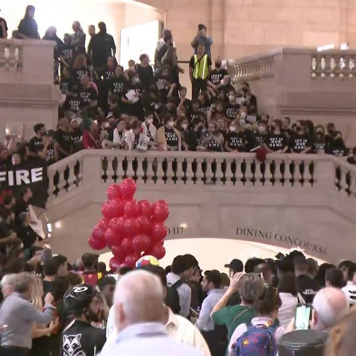 A pro-Palestinian rally was held at Grand Central Terminal on Oct. 27, 2023.