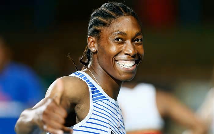 Caster Semenya smiles after winning the women's 200m final during the Athletics Gauteng North Championships in Pretoria on March 13, 2020.