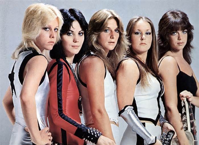 The Runaways were an all-female American rock band that performed in the 1970s. Pictured left to right: Cherie Currie, Joan Jett, Sandy West, Lita Ford and Jackie Fox.