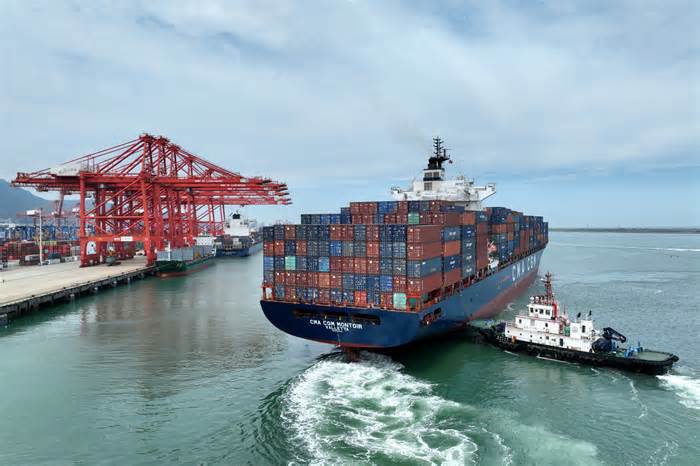 Container Ship Sets Sail from Chinese Port
