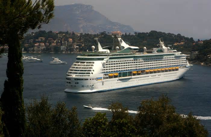 The cruise ship Voyager of the Seas is seen anchored in the bay of Villefranche sur Mer, southeastern France, Friday, July 31, 2009.