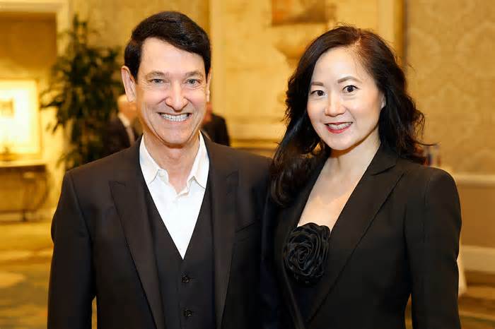 Jim Breyer and Angela Chao attend the American Film Institute Awards Luncheon on Jan. 12, 2024 in Los Angeles, California.