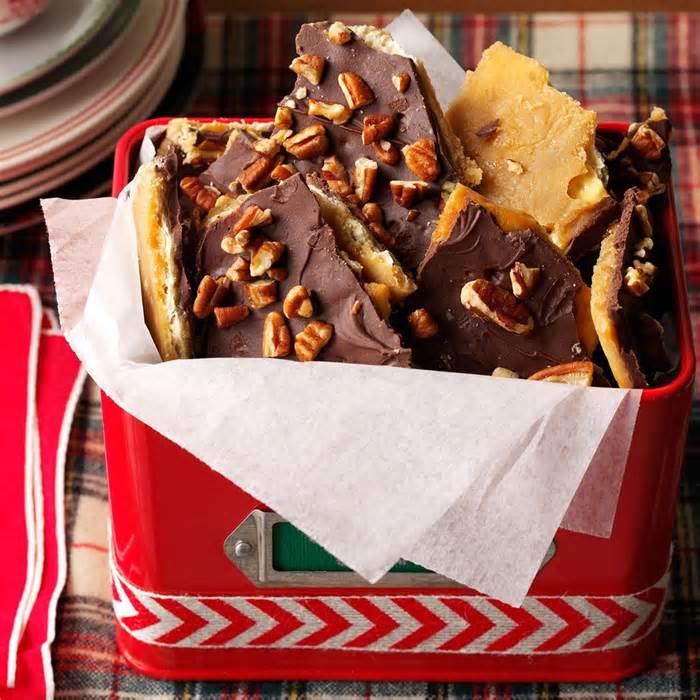 Saltine Cracker Candy with Toasted Pecans