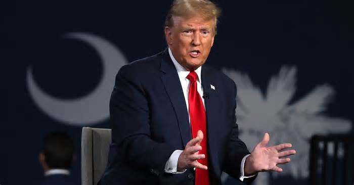 Republican presidential candidate and former U.S. President Donald Trump speaks during a Fox News town hall at the Greenville Convention Center in Greenville, South Carolina, on Feb. 20, 2024.