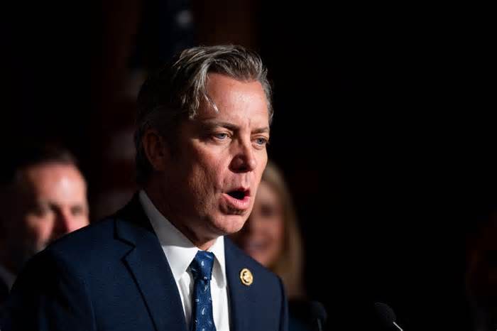 WASHINGTON - JANUARY 10: Rep. Andy Ogles, R-Tenn., speaks during a news conference on border security and funding on Wednesday, January 10, 2024. (Bill Clark/CQ-Roll Call, Inc via Getty Images)