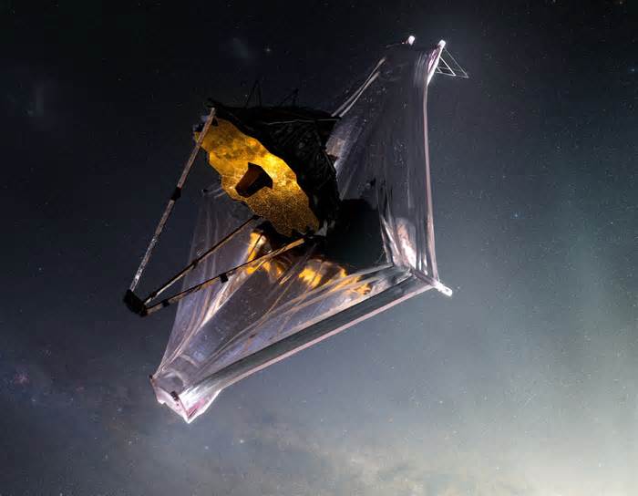 An artist's conception of the James Webb Space Telescope orbiting 1 million miles from Earth.