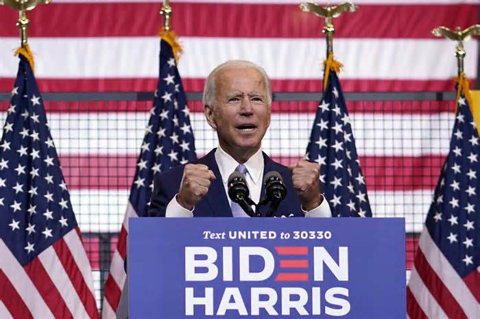 Democratic presidential candidate former Vice President Joe Biden speaks at campaign event at Mill 19 in Pittsburgh, Pa., Monday, Aug. 31, 2020.