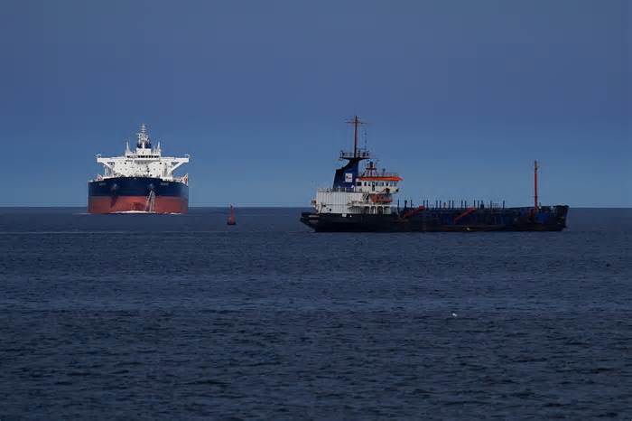 Oil tanker pictured off British coast