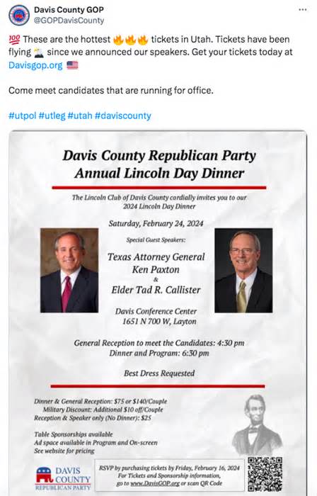 GOP event ad with Ken Paxton and 