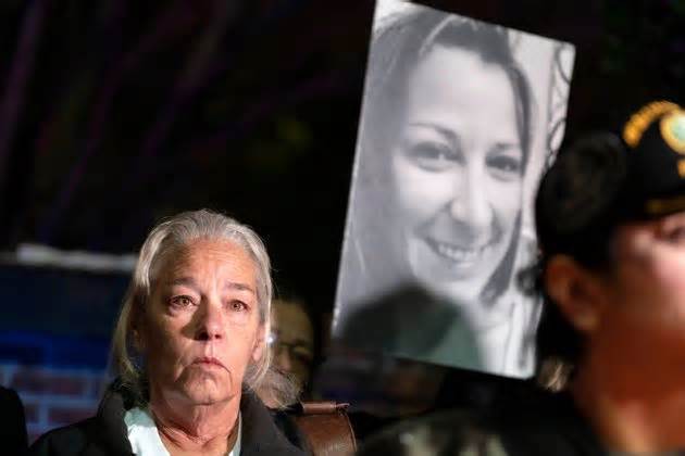 Ashli Babbitt's mother Micki Witthoeft attends a candlelight vigil in support of the so-called