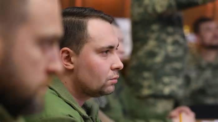 Ukrainian military intelligence (HUR) chief Kyrylo Budanov during a meeting with the relatives of Ukrainian prisoners of war who Russia claims were on the Il-76 transport plane that crashed over Russia's Belgorod Oblast, on Jan. 26, 2024. (Ukraine’s Coordination Headquarters for the Treatment of Prisoners of War/Facebook)