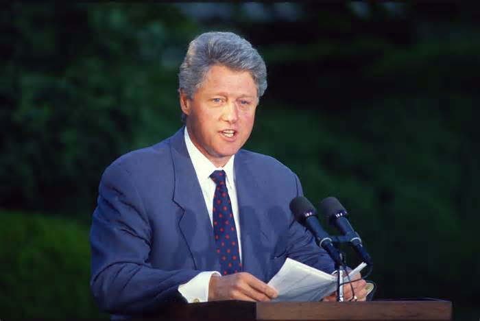 US President Bill Clinton speaks during a press conference in 1994.