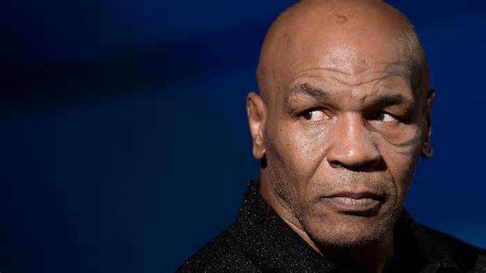 Mike Tyson, American former professional boxer, looks on during a press conference for 'Bunny-Man' film.