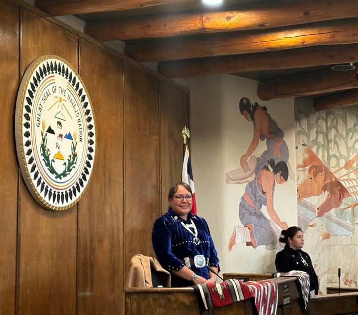 Navajo Nation Speaker Crystalyne Curley prepares to to open the Navajo Nation Council's winter session in Window Rock.