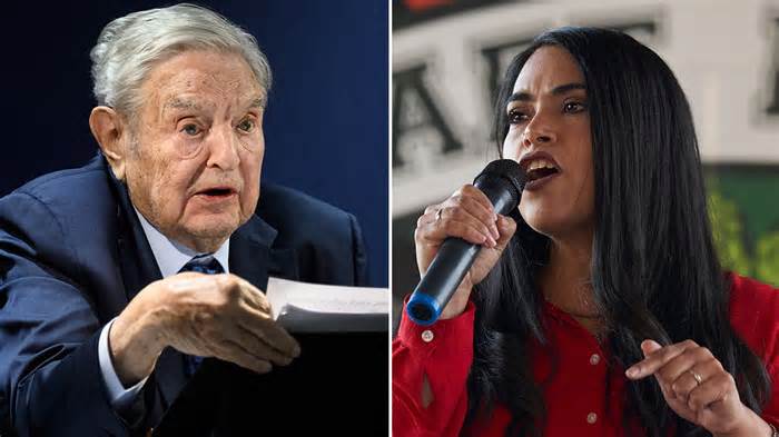 Liberal billionaire George Soros and former Republican Texas Rep. Mayra Flores.