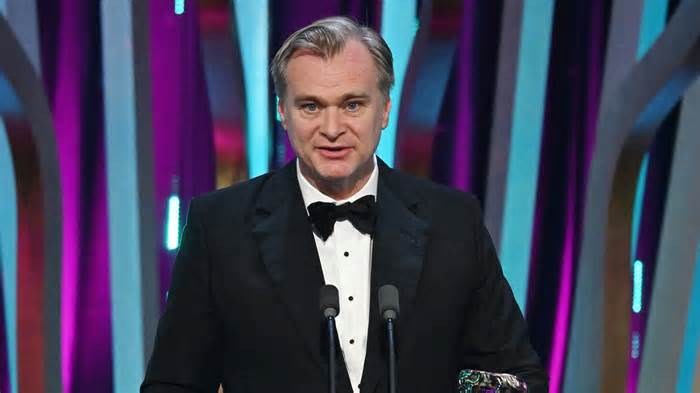 Director Christopher Nolan has won his first BAFTA - one of seven for Oppenheimer. Pic: Kate Green/BAFTA/Getty