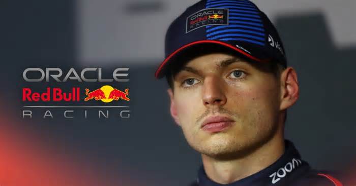 The Red Bull Racing logo and Max Verstappen
