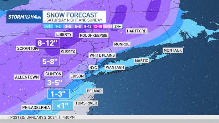 NY snow map as of Jan 3