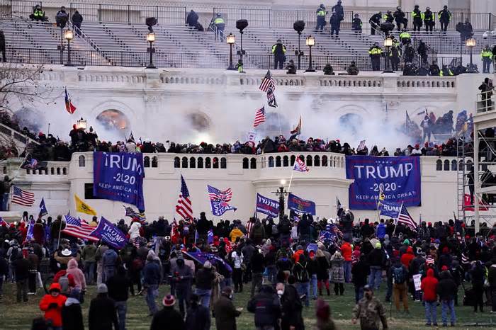 Rioters are pictured storming the U.S. Capitol on Jan. 6, 2021.