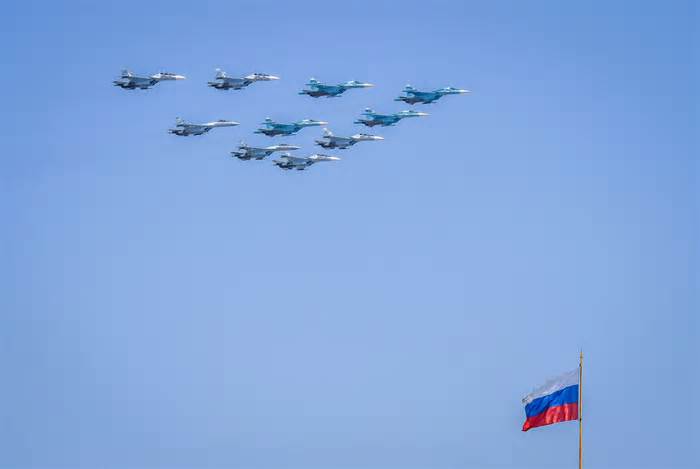 Russian Sukhoi Su-35 and Su-34 military aircrafts