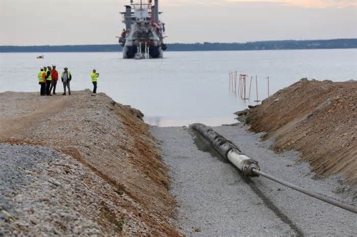 FILE PHOTO: A view of the Balticconector pipeline in Paldiski
