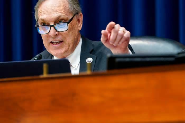 Rep. Andy Biggs, R-Ariz., speaks during a House Oversight and Government Reform Committee hearing to examine a Republican-led Arizona audit of the 2020 presidential election results in Arizona's most populous county, Maricopa, on Capitol Hill in Washington on Oct. 7, 2021.