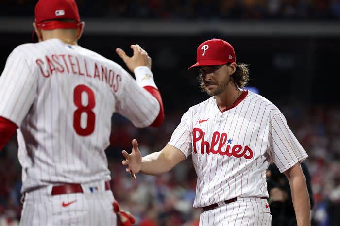 Aaron Nola pitched six shutout innings for the Phillies in Game 2.