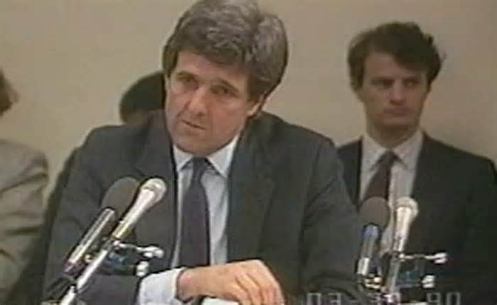 U.S. Sen. John Kerry grills representatives from the cable industry during a 1990 hearing on consumer protections.