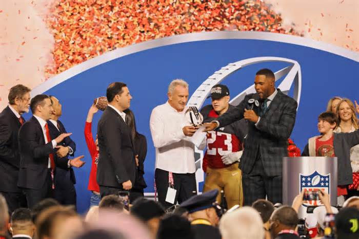 NFL Fans Slammed Michael Strahan for Mishandling the NFC Championship Trophy Presentation