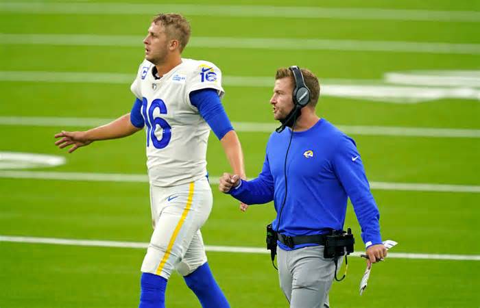 Sean McVay (right) and Jared Goff (left).