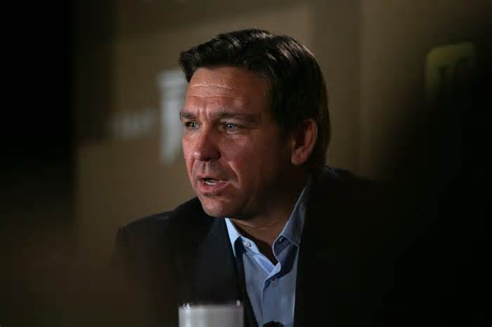 Republican presidential candidate Florida Governor Ron DeSantis speaks at the Thanksgiving Family Forum at the downtown Marriott on November 17, 2023 in Des Moines, Iowa.