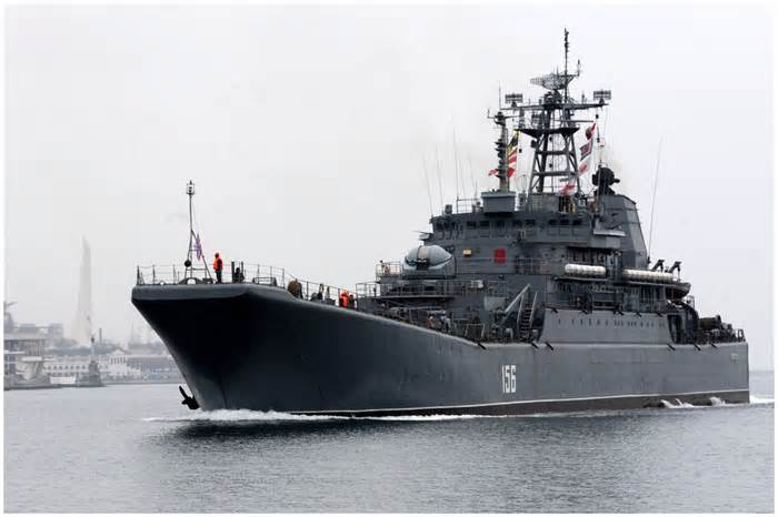A Russian Navy ship sails to Sevastopol