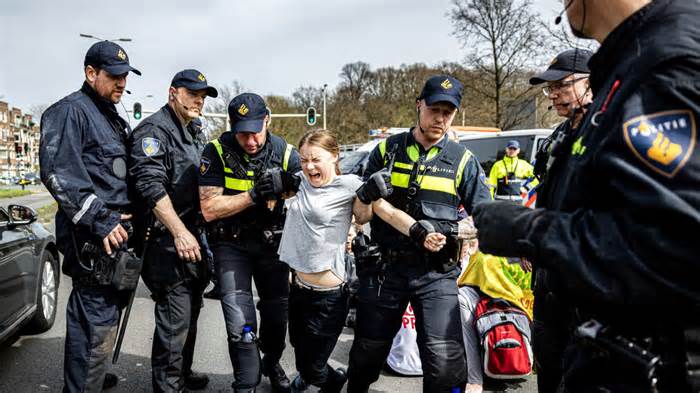 Greta Thunberg Dragged Away From Climate Protest in The Hague