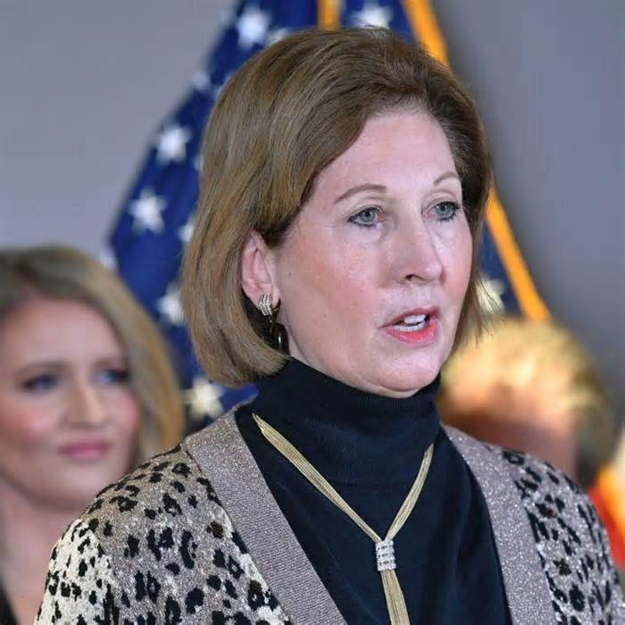 A Nov. 19, 2020, photo shows Sidney Powell speaking during a press conference at the Republican National Committee headquarters in Washington, D.C.