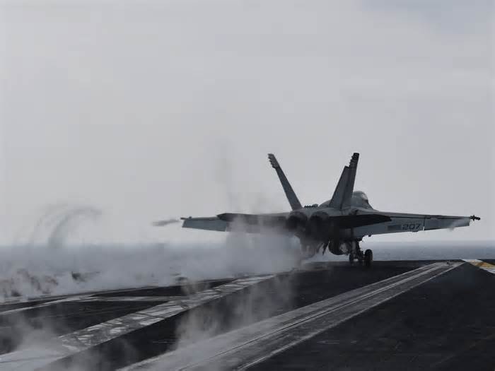 US Navy aircraft carrier going head-to-head with the Houthis has its planes in the air 'constantly,' strike group commander says