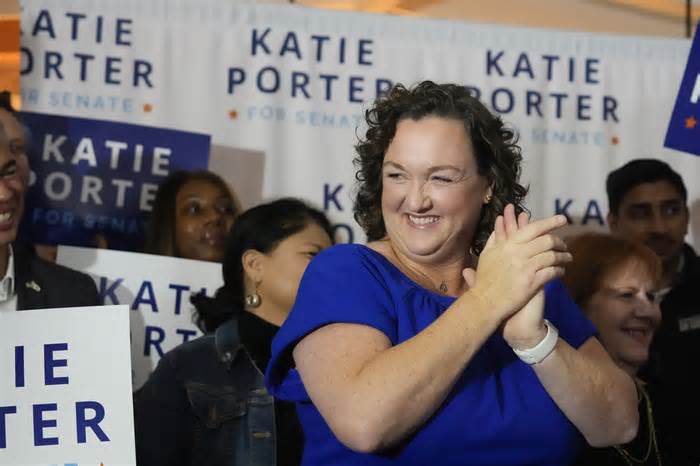 Katie Porter portrayed herself as a political newcomer, even though she’d been in Congress for five years, to draw an implicit contrast with her fellow Democrats who had each served more than two decades.