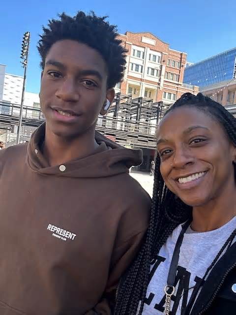 Bryce Brooks with his mother, Crystal Brooks.
