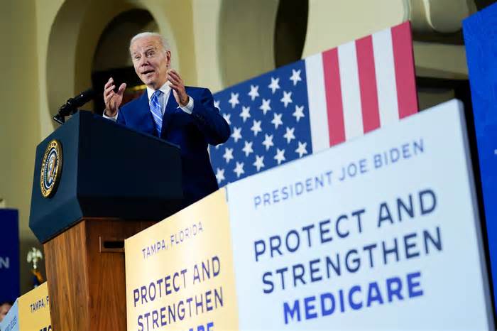 President Joe Biden speaks about his administration's plans to protect Social Security and Medicare and lower healthcare costs, Feb. 9, 2023, at the University of Tampa in Tampa, Fla.