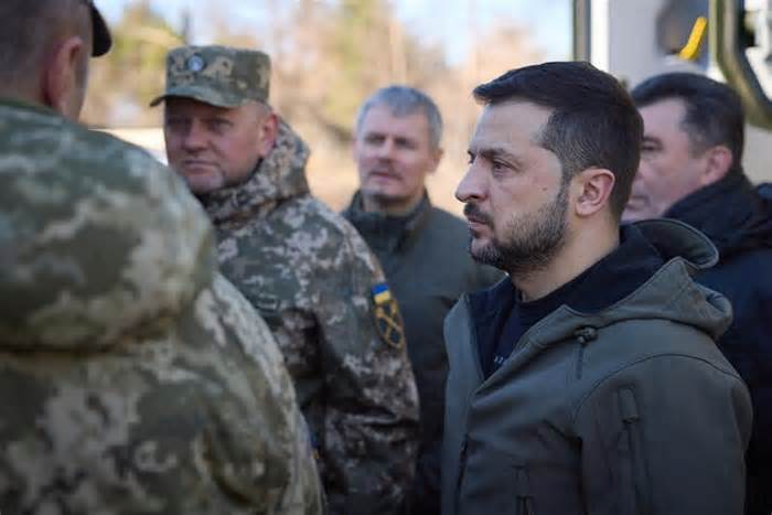 Ukraine's President Zelenskiy visits an artillery training centre at an undisclosed location in Ukraine