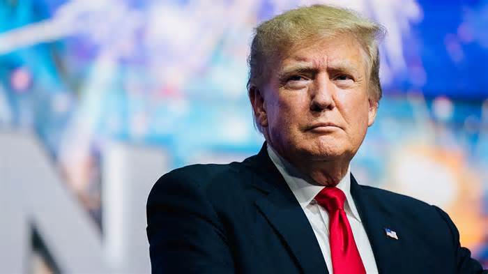 PHOENIX, ARIZONA - JULY 24: Former U.S. President Donald Trump prepares to speak at the Rally To Protect Our Elections conference on July 24, 2021 in Phoenix, Arizona. The Phoenix-based political organization Turning Point Action hosted former President Donald Trump alongside GOP Arizona candidates who have begun candidacy for government elected roles. (Photo by Brandon Bell/Getty Images)