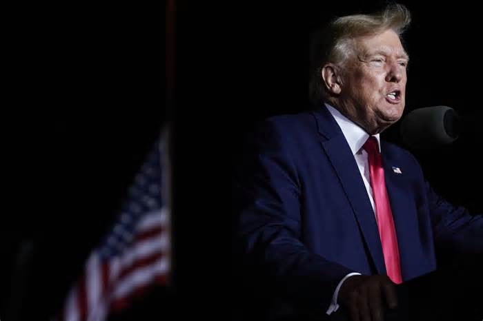 FILE - Former President Donald Trump speaks at a rally, Aug. 5, 2022, in Waukesha, Wis. Wisconsin’s bipartisan elections commission, for a second time Wednesday, Dec. 20, 2023, unanimously rejected a complaint against fake presidential electors who attempted to cast the state’s ballots for Trump in 2020. (AP Photo/Morry Gash, File)