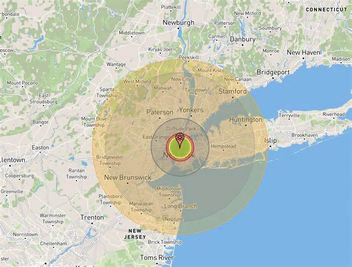 Tsar Bomba 100 Megaton NYC Nuke Map