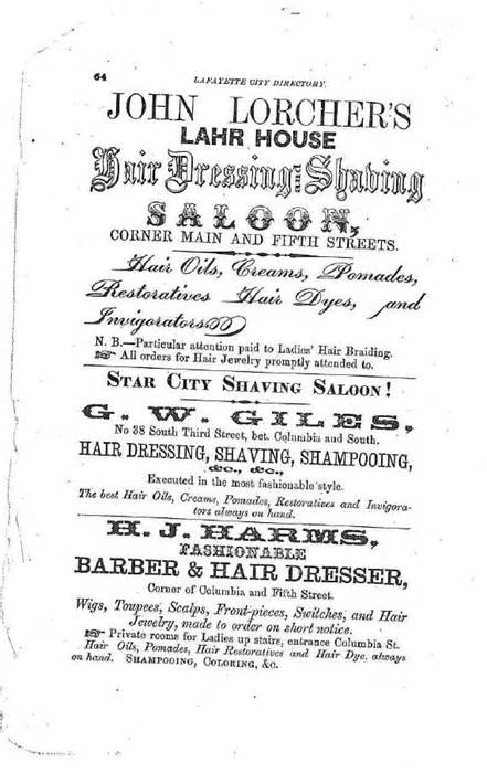 Several ads published in the City of Lafayette's 1893 directory.
