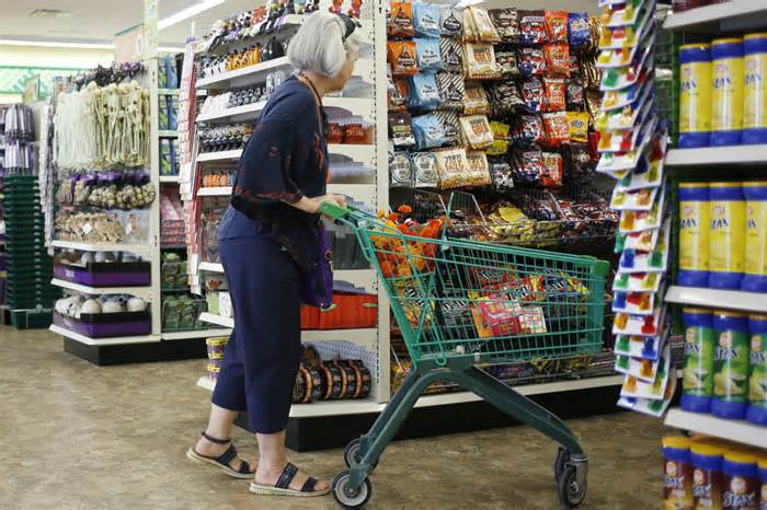 a-customer-pushes-a-shopping-cart-down-an-aisle-at-a-dollar-tree-store