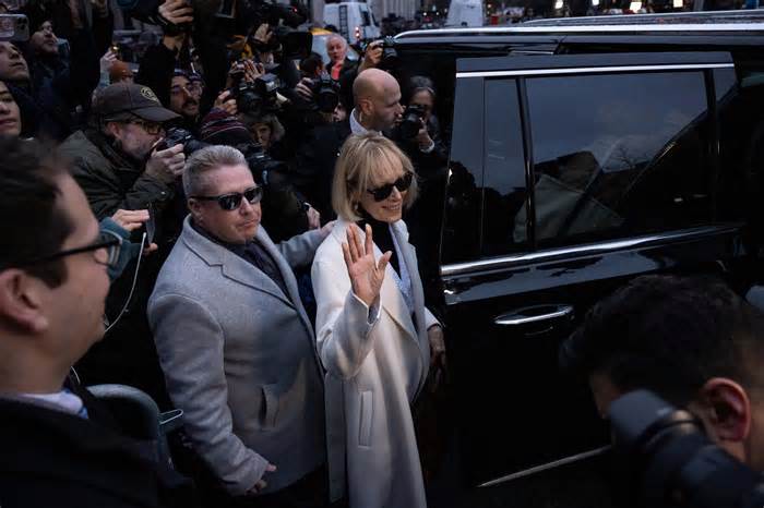 E. Jean Carroll leaves Federal court, Friday, Jan 26, 2024, in New York. A jury has awarded an additional $83.3 million to Carroll, who says former President Donald Trump damaged her reputation by calling her a liar after she accused him of sexual assault. (AP Photo/Yuki Iwamura) ORG XMIT: NYYI116