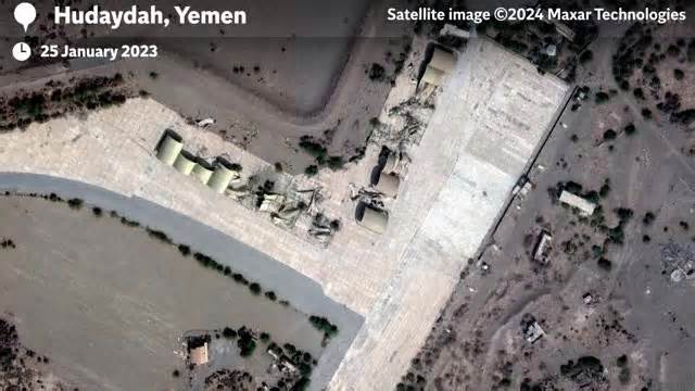 Houthi site damage before and after US-led airstrikes captured by satellite Thumbnail